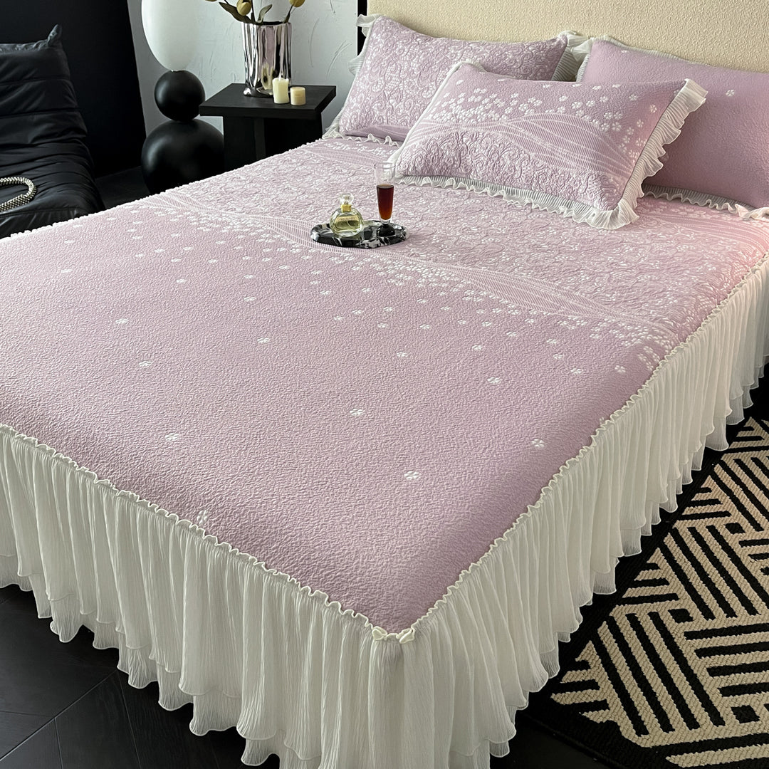 Ruffled Embellished Bedspread Set