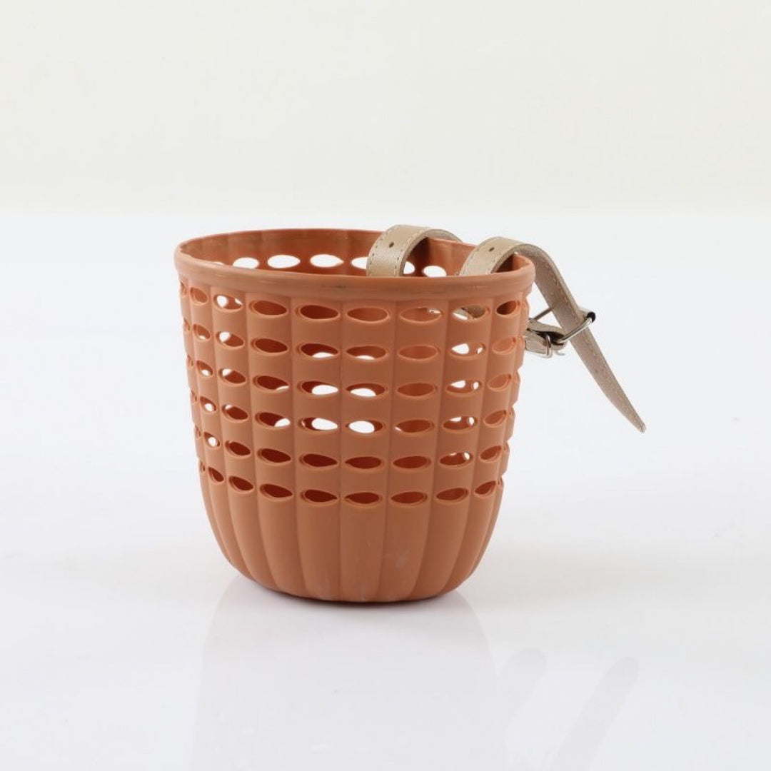 Detachable Front Bicycle Basket with Leather Straps and Ventilated Plastic Design Bowlift