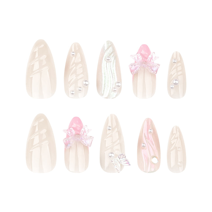 Artful stiletto nails with glitter and butterfly design Bowlift