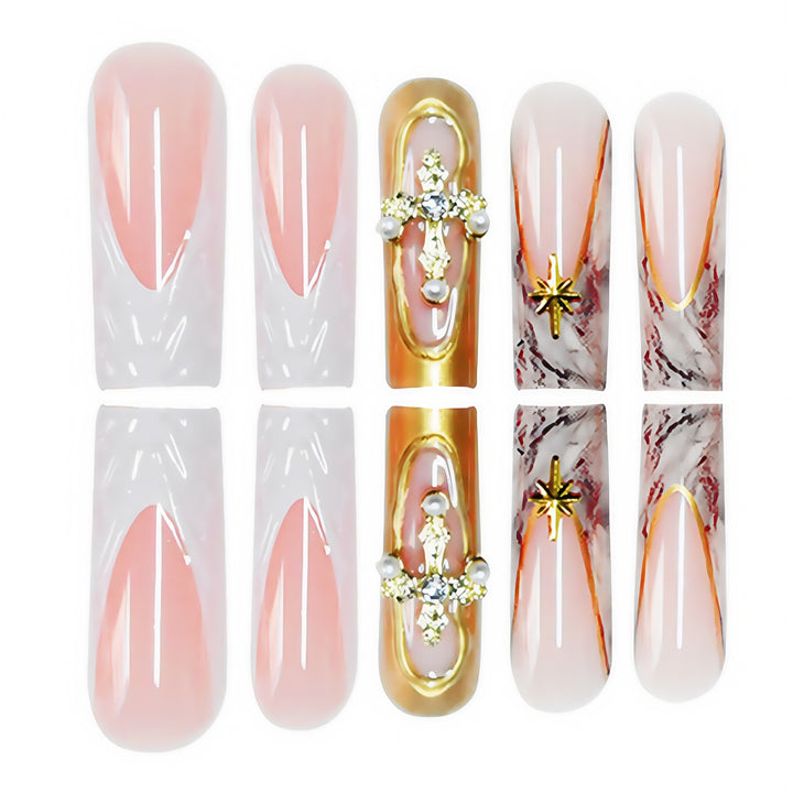 Decorative Long Press-On Nail Art Bowlift
