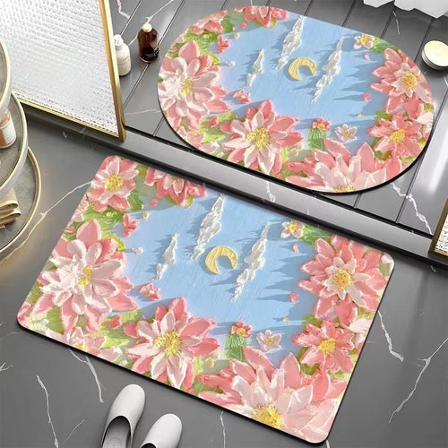 Floral Patterned Bath Mat Bowlift