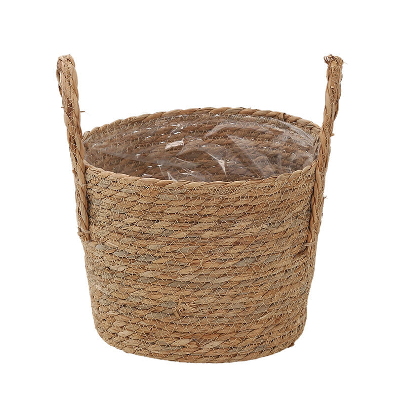 Handwoven storage basket with colorful accents Bowlift