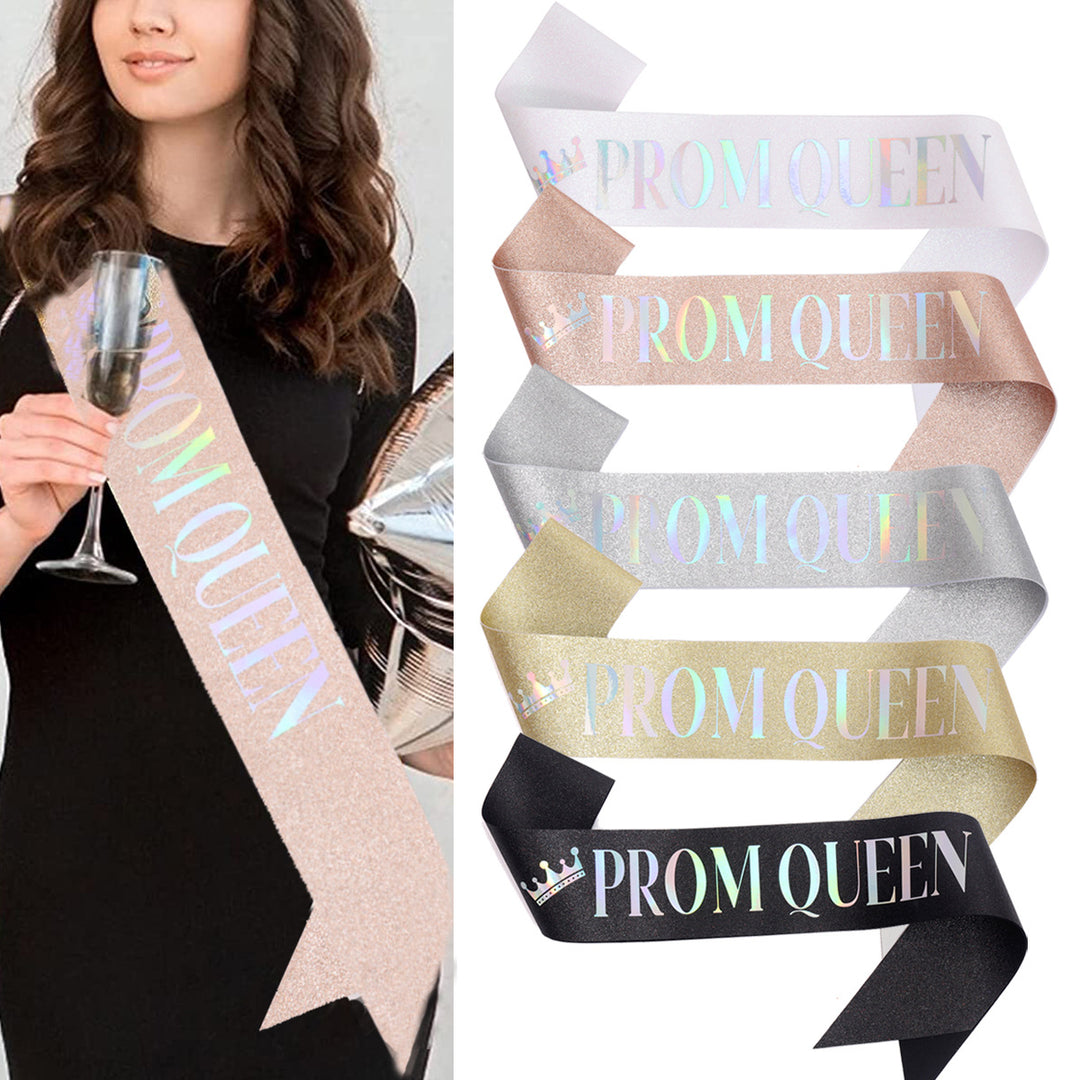 Ladies festive satin sash with holographic print Bowlift