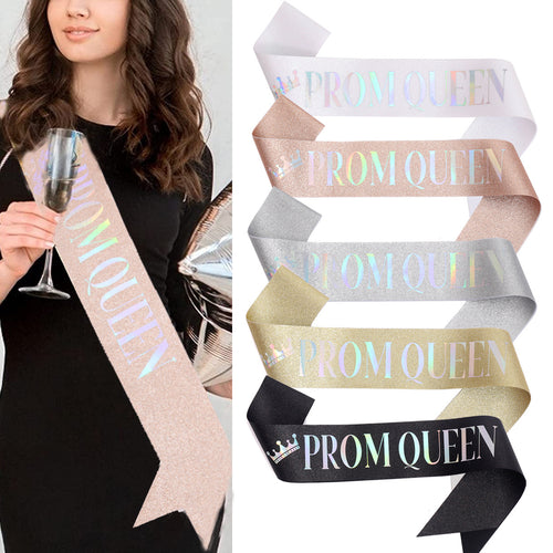 Ladies festive satin sash with holographic print Bowlift