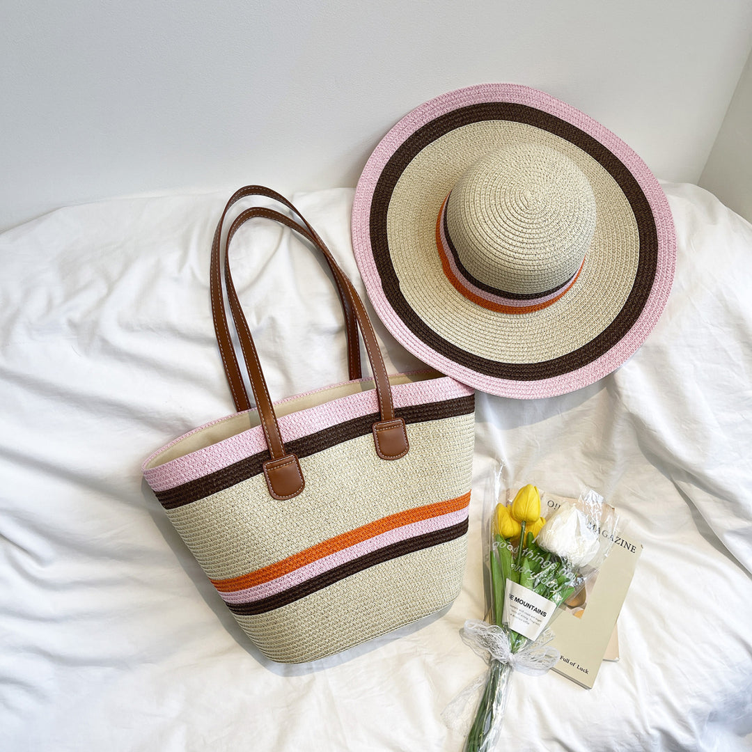 WoColorful Straw Beach Tote Bag Bowlift