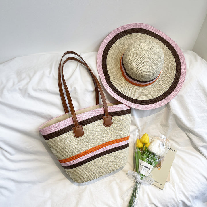 WoColorful Straw Beach Tote Bag Bowlift