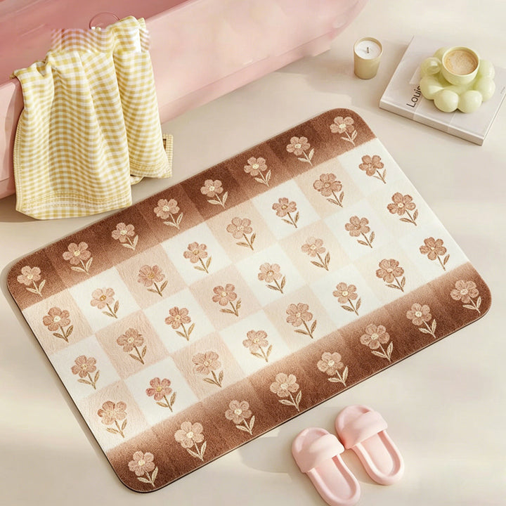 Floral Print Bath Mat Bowlift