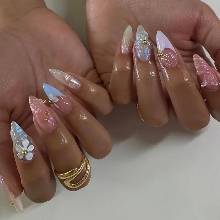 Artistic 3D Shell-Inspired Press-On Nail Art Bowlift