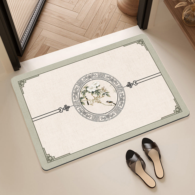 Artistic Floral Bath Mat Bowlift