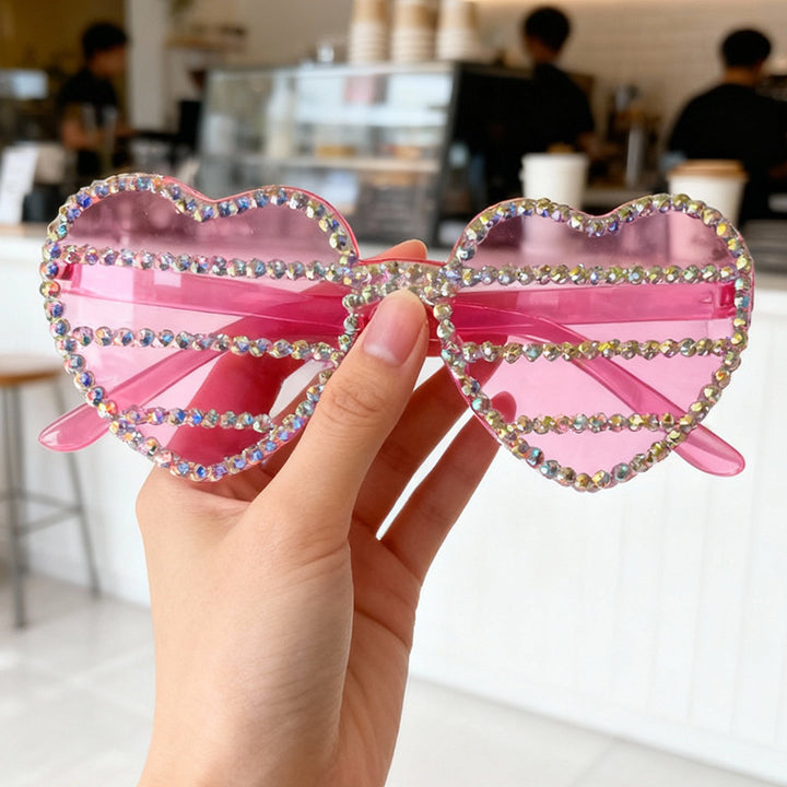 Decorative Rhinestone-Embellished Heart-Shaped Sunglasses Bowlift 1787141270