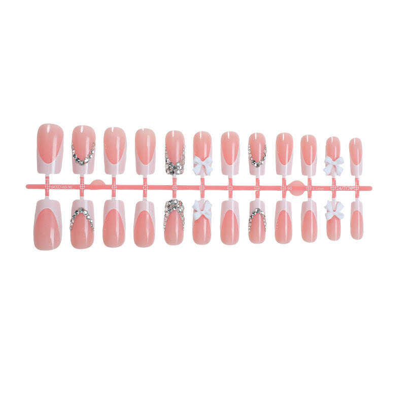 Decorative Rhinestone Press-On Nail Set Bowlift