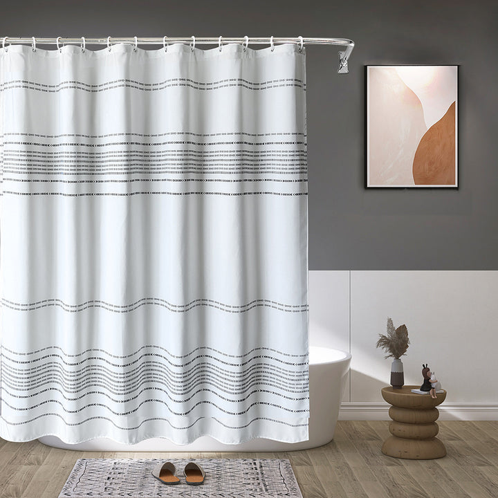 Textured Striped Shower Curtain Bowlift