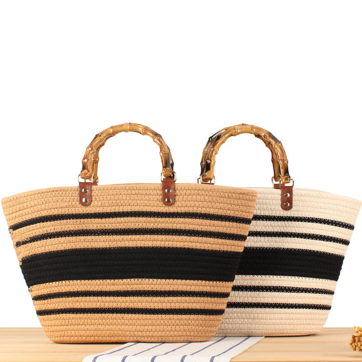 Elegant basket bag with bamboo handles Bowlift