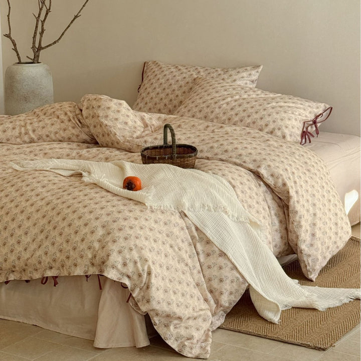 Cotton Percale Duvet Cover Set with Tie-Closure Shams