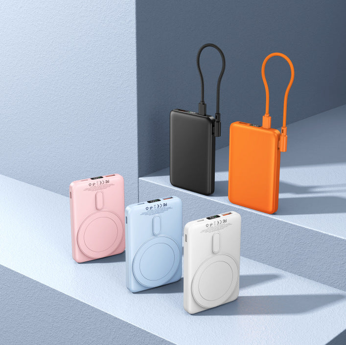 Portable power bank with integrated wireless charger and digital display Bowlift