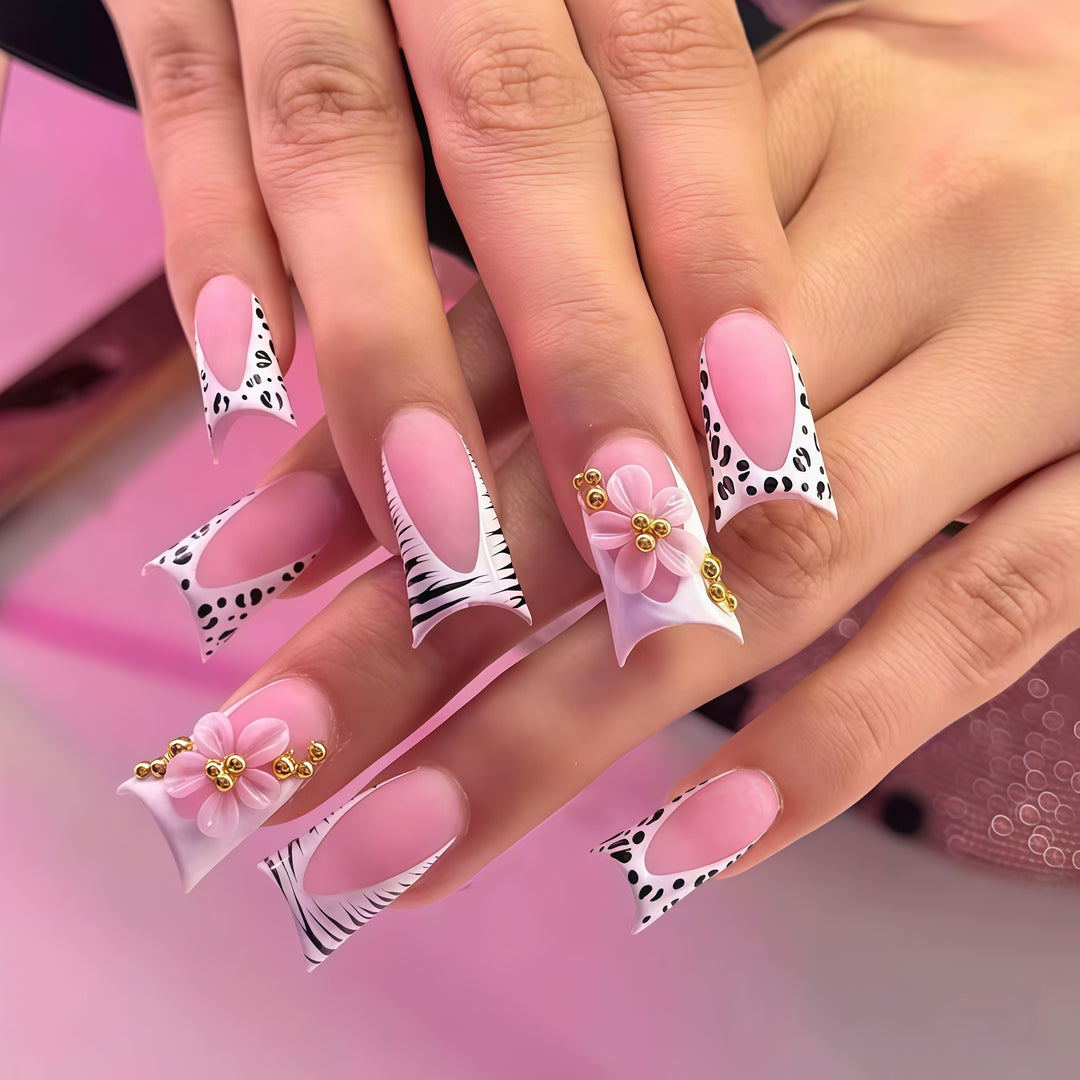 Floral Glam Press-On Nail Extensions Bowlift