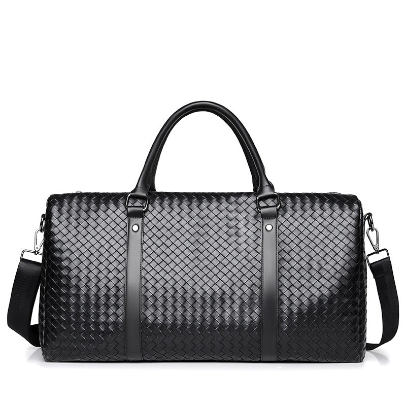 Premium Woven Leather Travel Duffel Bag Bowlift
