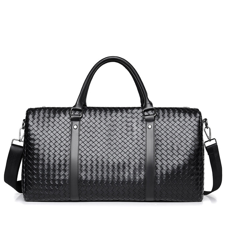 Premium Woven Leather Travel Duffel Bag Bowlift
