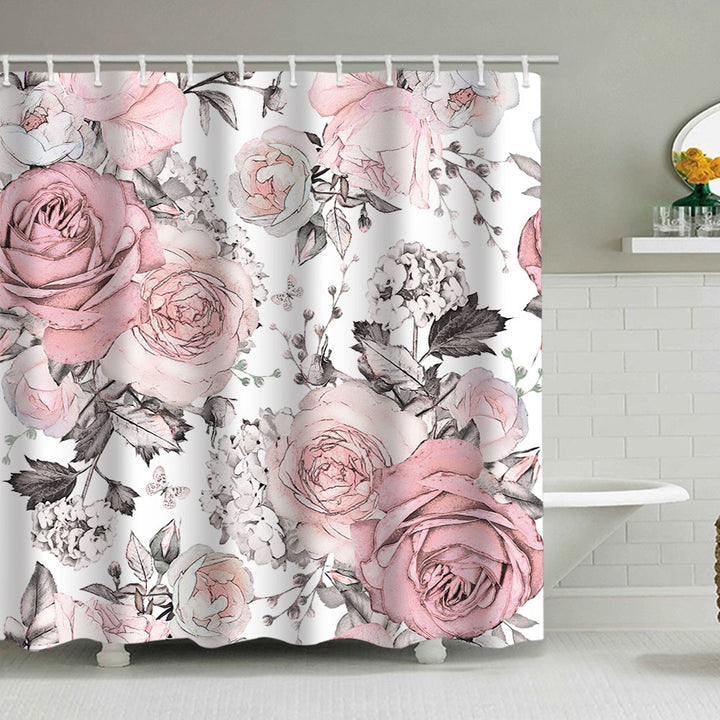 Floral Print Shower Curtain Bowlift