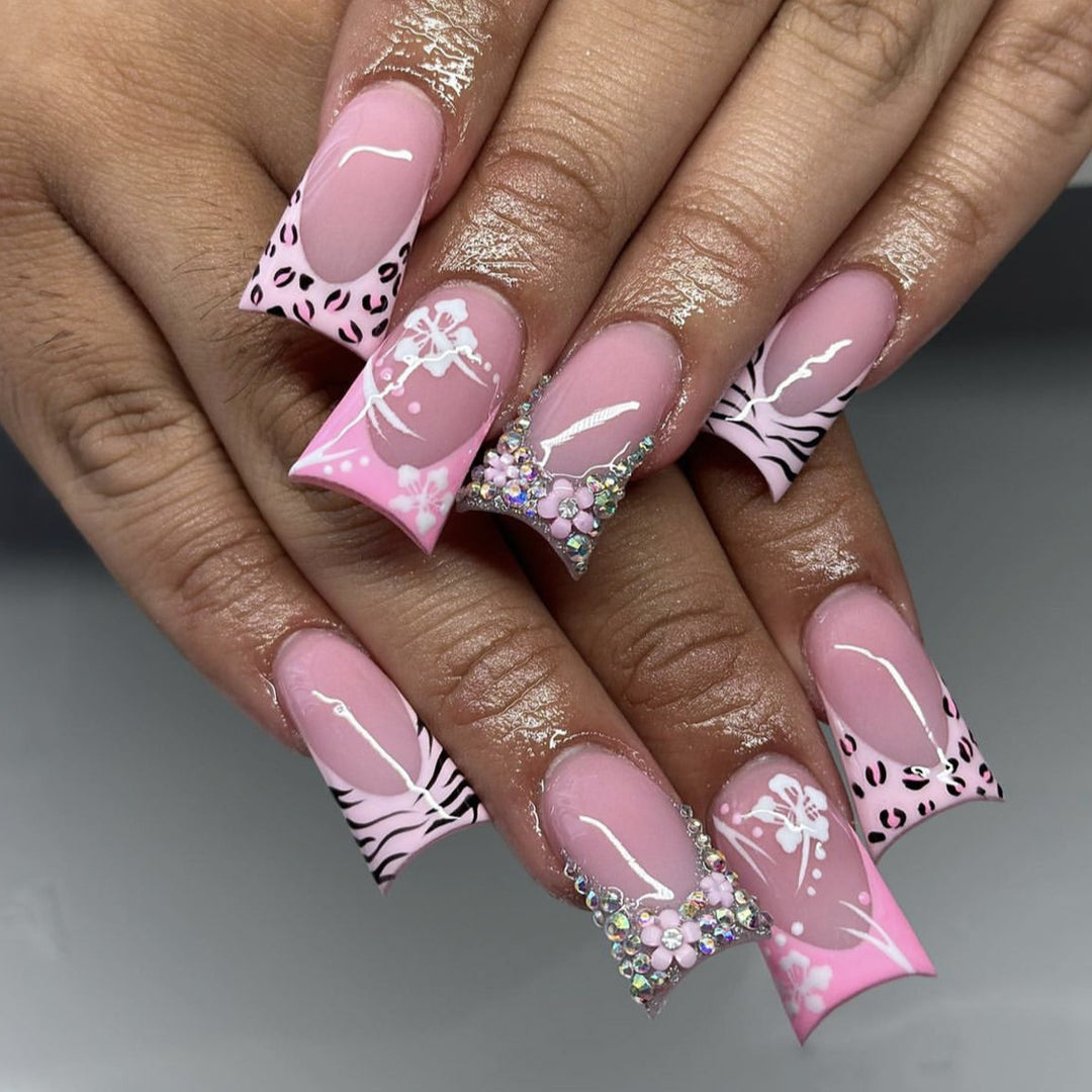 Decorative Acrylic French Tip Nail Art Extensions Bowlift