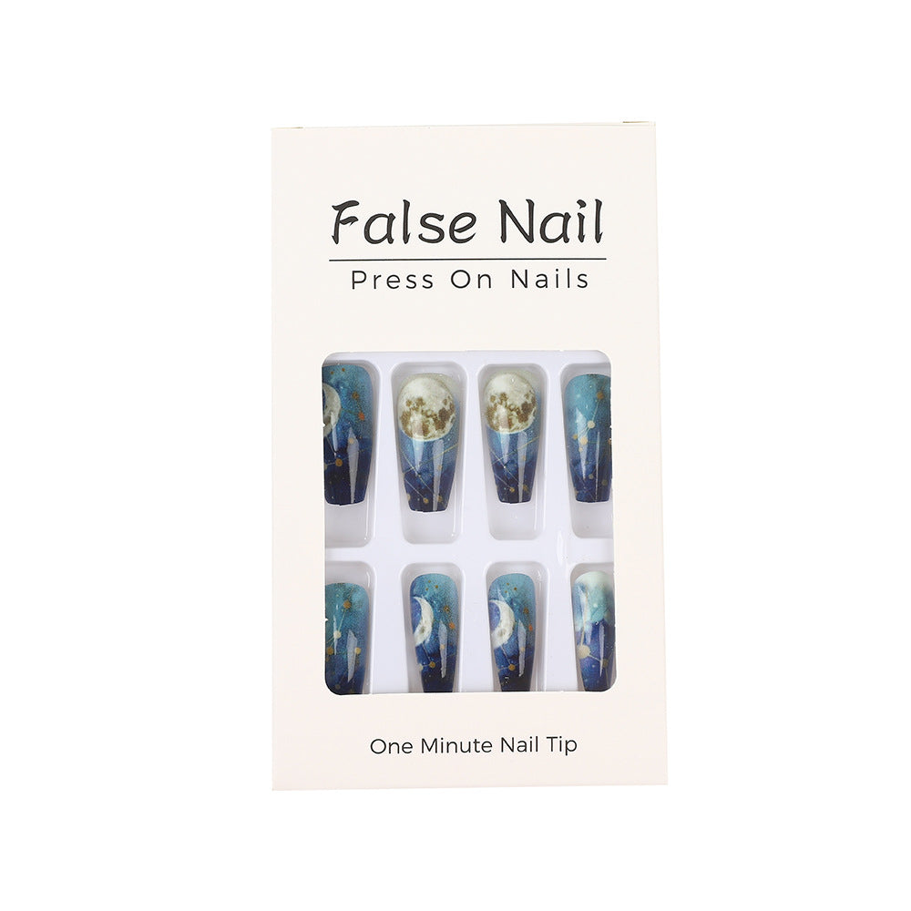 Dreamy artificial nails with moon and star design Bowlift