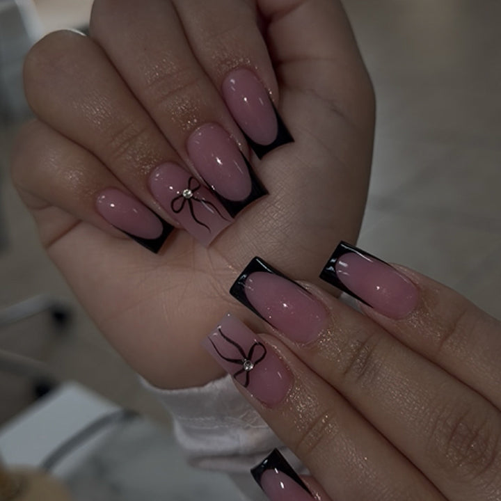 Elegant Nail Extensions with Unique Flower Design Bowlift