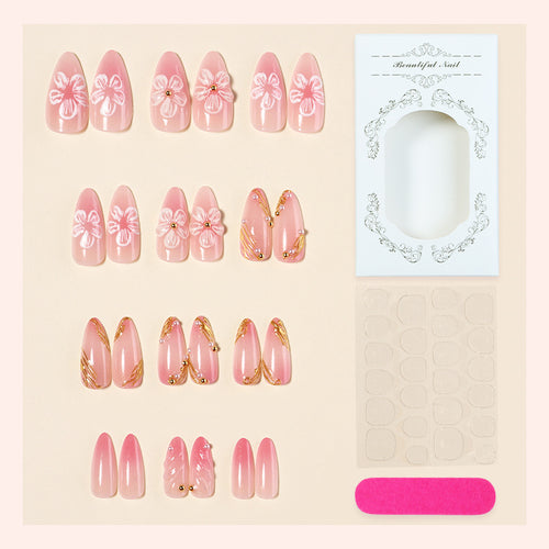 Decorative Press-On Nail Art with Floral Designs Bowlift