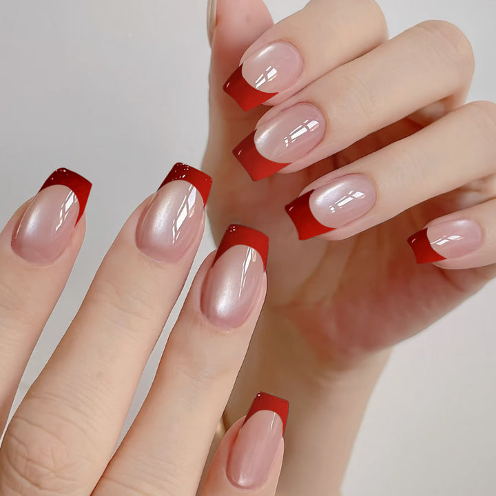 Elegant Glossy French Tip Nail Art Extensions Bowlift