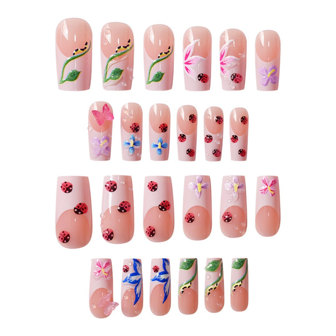 Floral Raised 3D Press-On Nail Set Bowlift