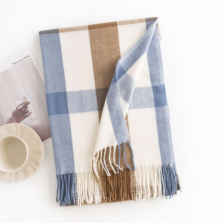 Women Checked Wool Coat Bowlift