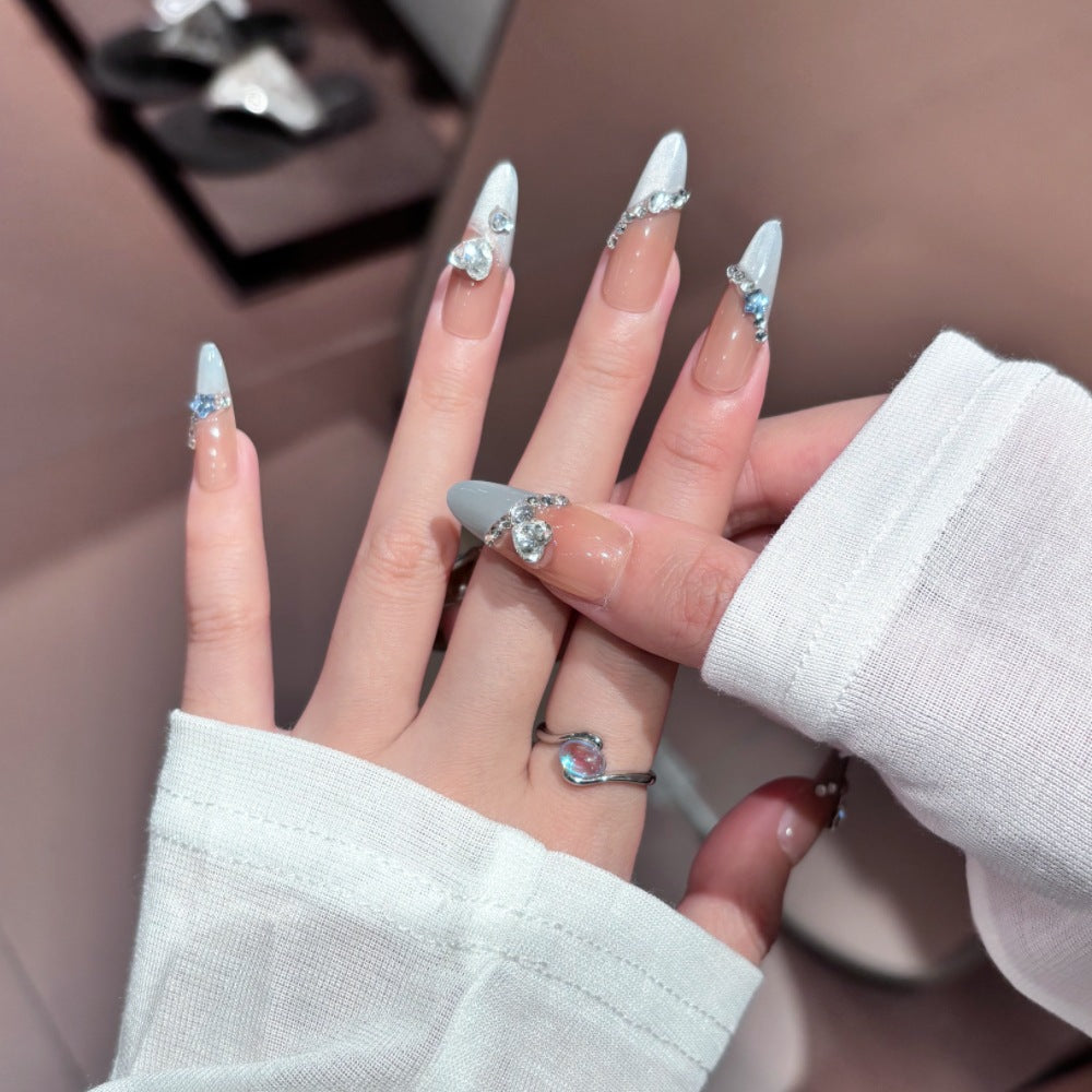 Glamorous Stiletto Press-On Nails with Rhinestone Accents Bowlift
