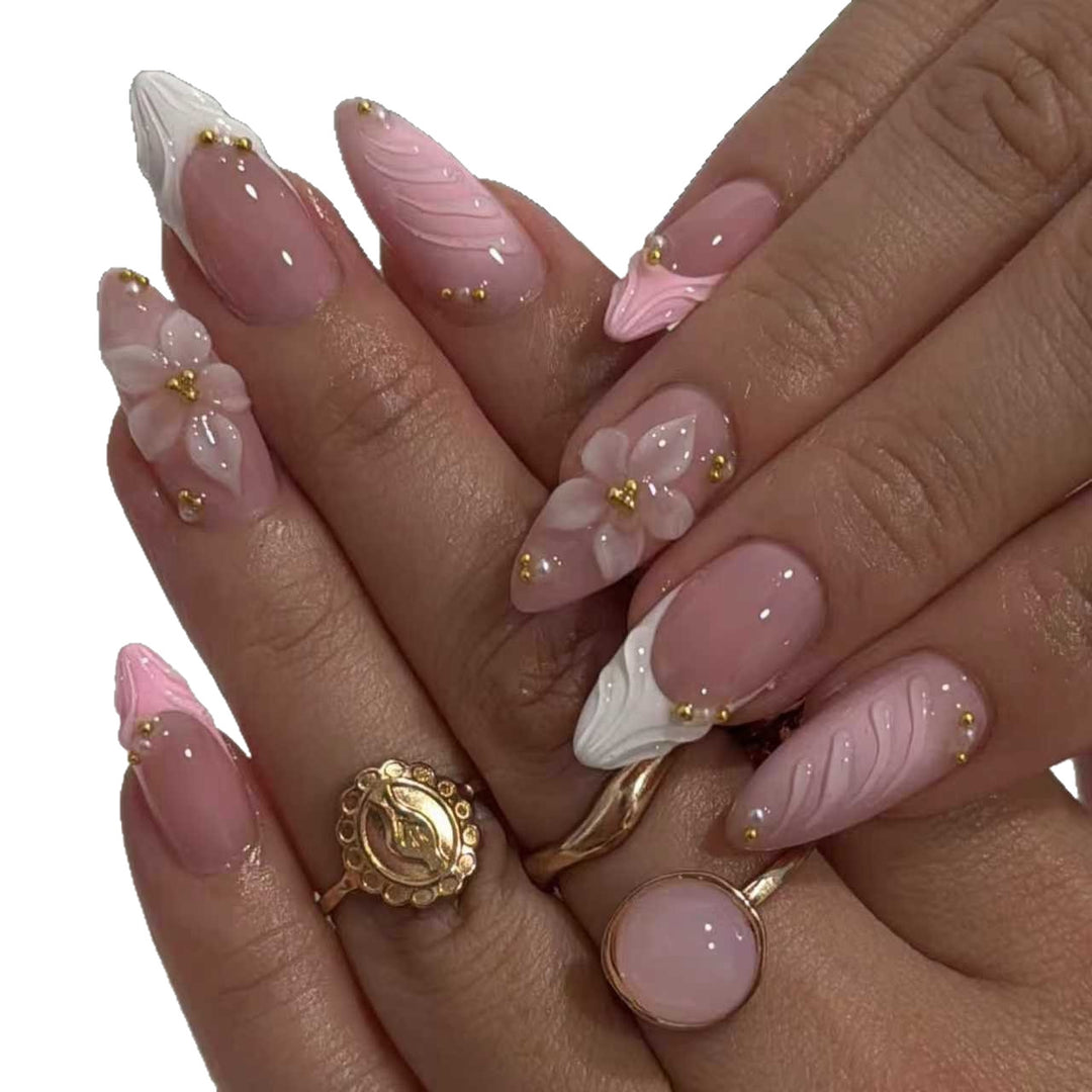 Floral Acrylic Press-On Nails Bowlift