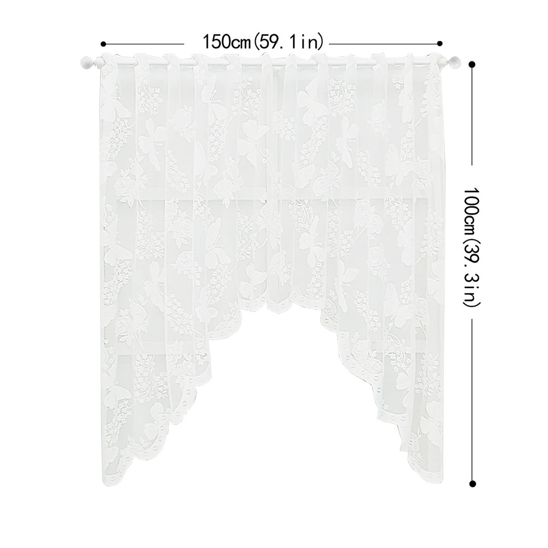 Floral Embroidered Sheer Window Curtains