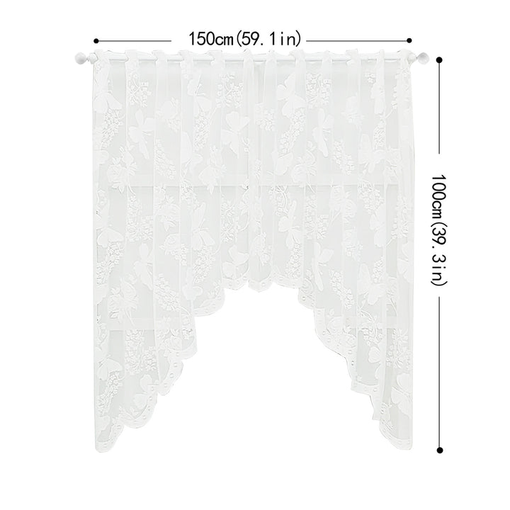 Floral Embroidered Sheer Window Curtains