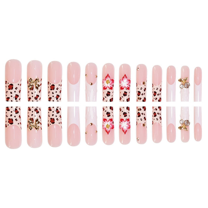 Artistic Acrylic Nail Extensions with Floral and Animal Print Design Bowlift