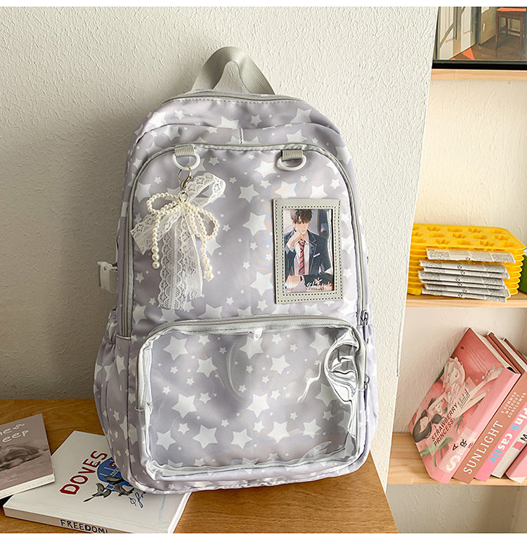 Backpack with Playful Star Design and Viewing Window Bowlift