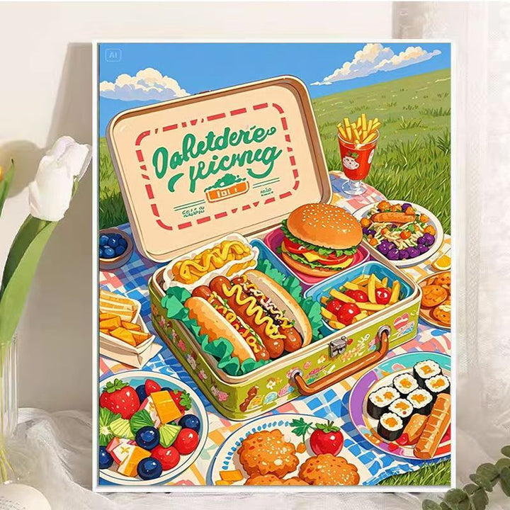 Picnic-Themed Food Illustration Wall Art Bowlift