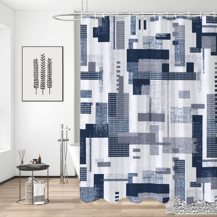 Geometric Patterned Waterproof Shower Curtain Bowlift