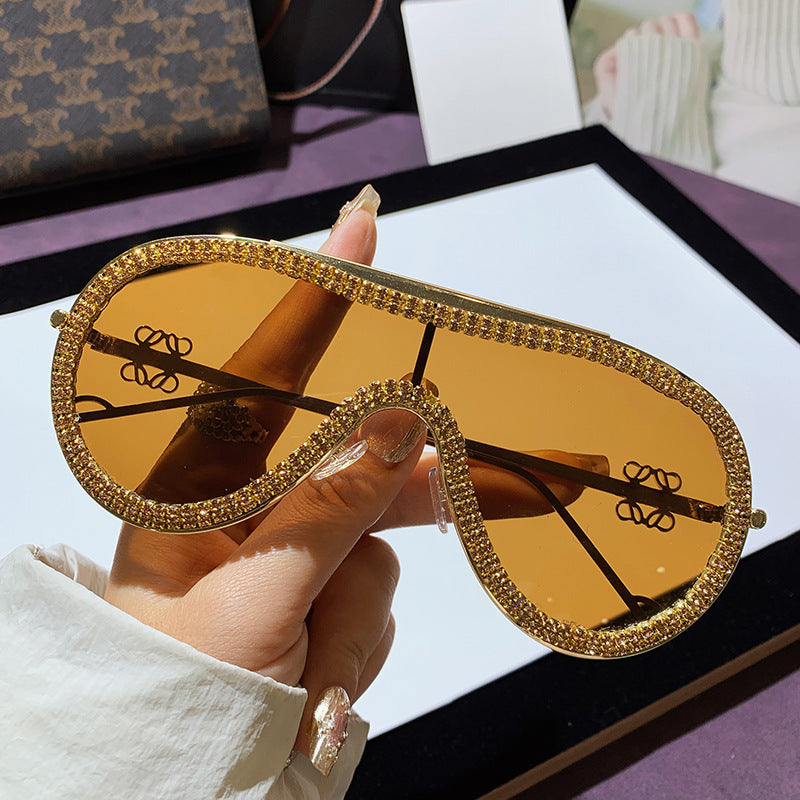 Women's Glamorous Oversized Sunglasses with Rhinestone Accents Bowlift