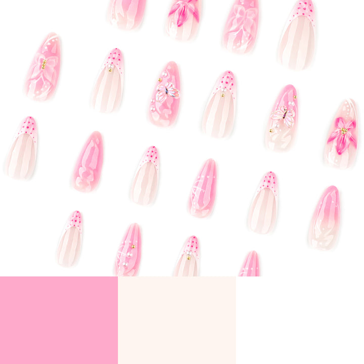 Artful Nail Extensions with Floral Accents Bowlift