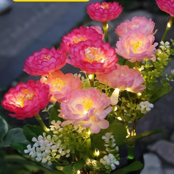 Solar Garden Stake Artificial Flower LED Pathway Decor Bowlift