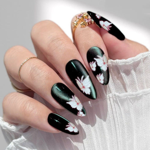 Artistic Floral Press-On Nail Extensions Bowlift