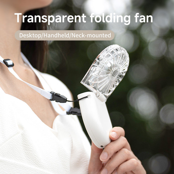 Unisex Portable Rechargeable Handheld Fan with Mirror Bowlift