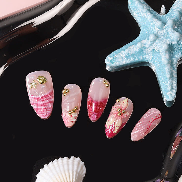 Shell-Inspired Decorative Press-On Nails Bowlift