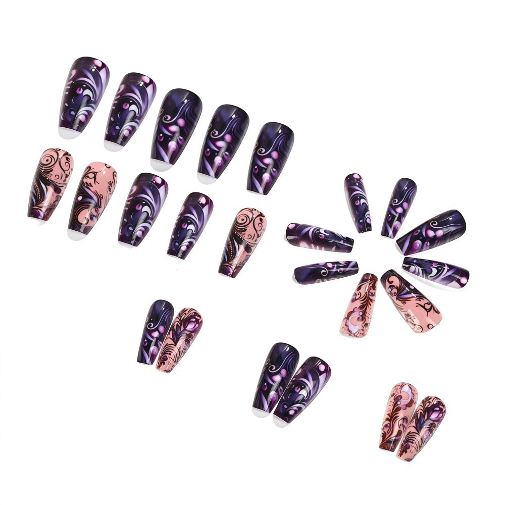 Artificial nails with floral patterns Bowlift