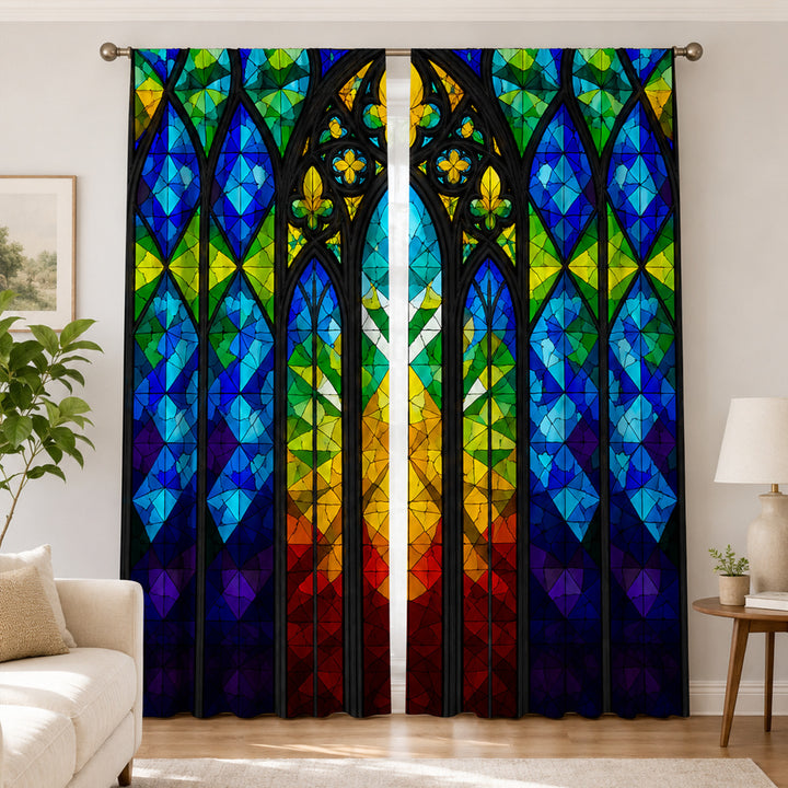 Stained Glass Inspired Decorative Window Curtains