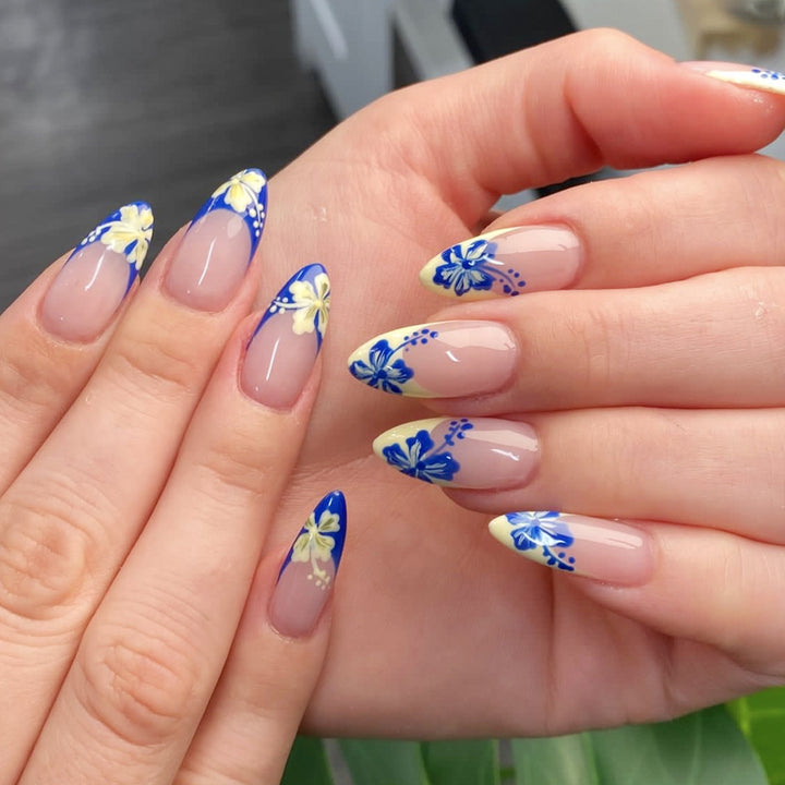 Floral Art French Tip Nail Set Bowlift