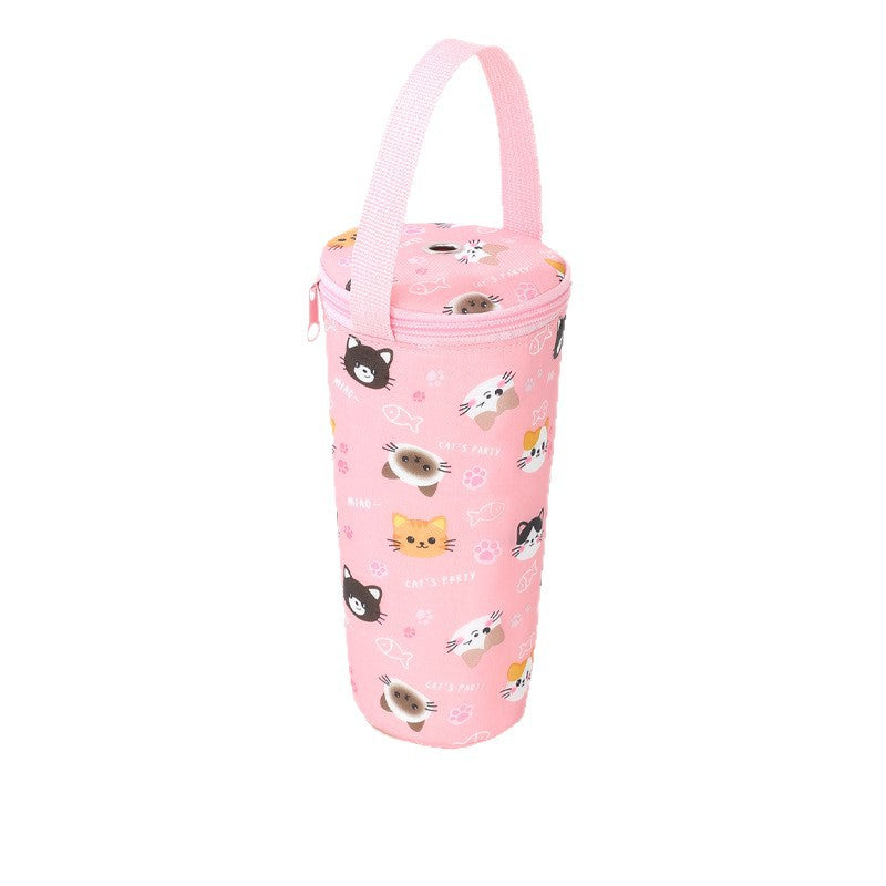 Insulated Thermal Bottle Carrier with Top Handle and Playful Dinosaur Print Bowlift
