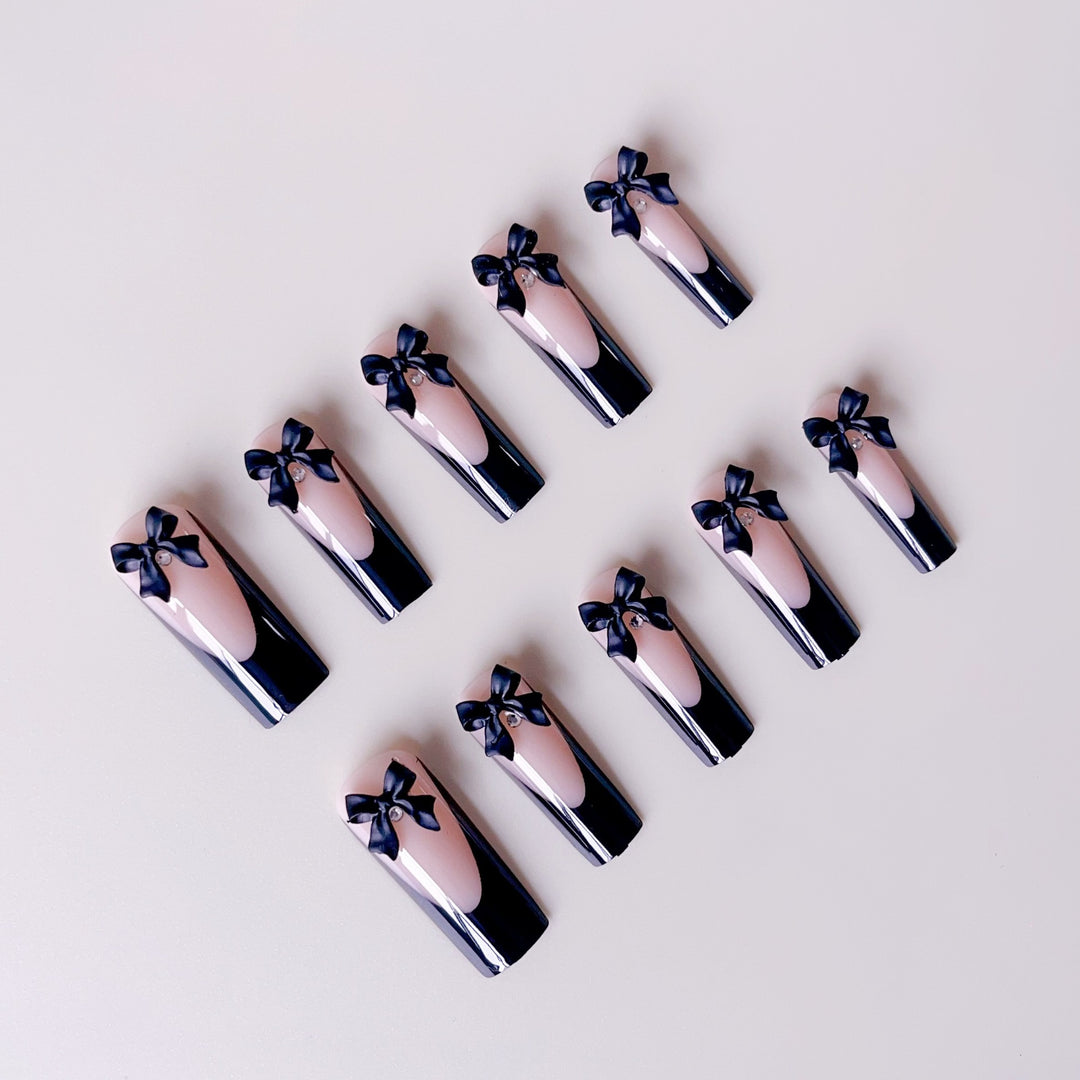 Elegant artificial nail tips with bow decorations Bowlift