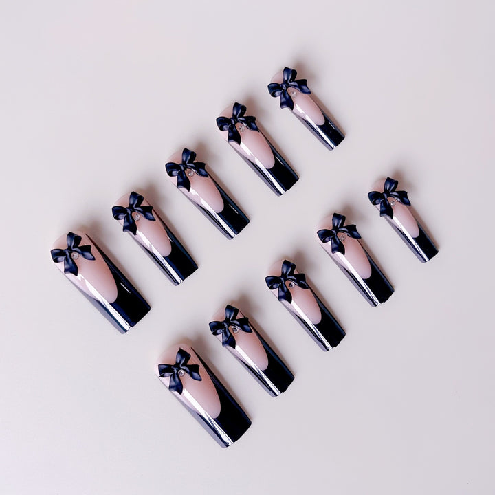 Elegant artificial nail tips with bow decorations Bowlift